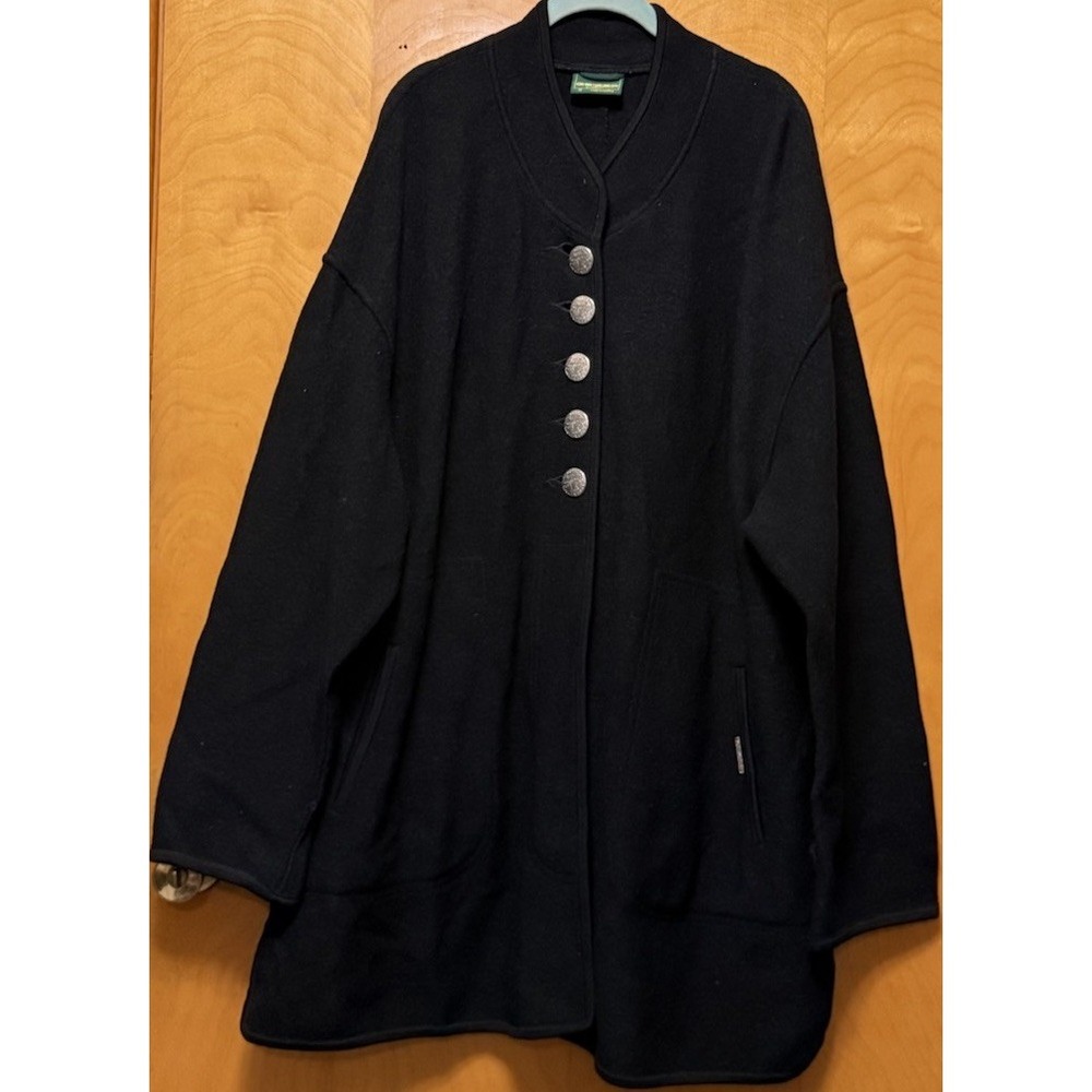Geiger Of Austria Womens Boiled Wool Button Front Coat Jacket Pockets Black 38